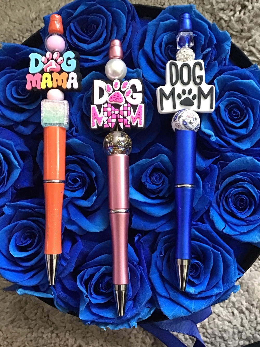 Dog Mom Beaded Pens - Blue, Pink, Orange